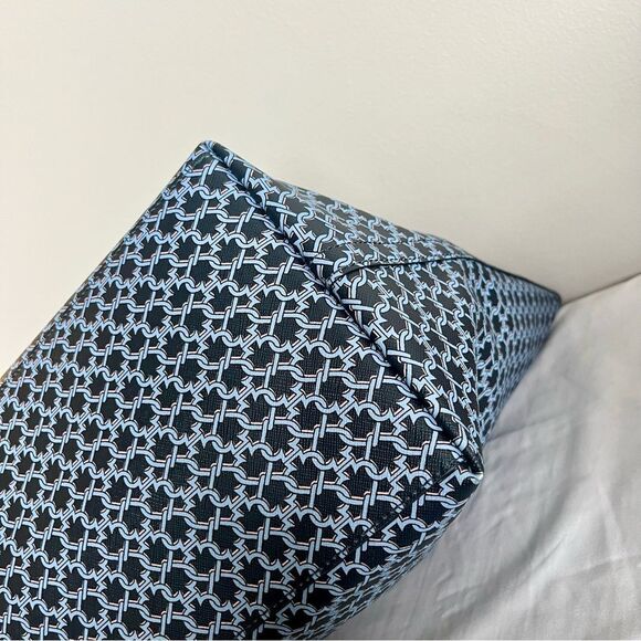 KATE SPADE Navy Blue Geometric Link Tote Surprise Knott Laptop Work Shoulder Bag - Picture 12 of 15